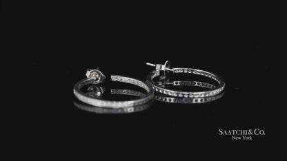 18k Diamond Hoop Earrings Womens White Gold Fine Jewelry Classic Luxe