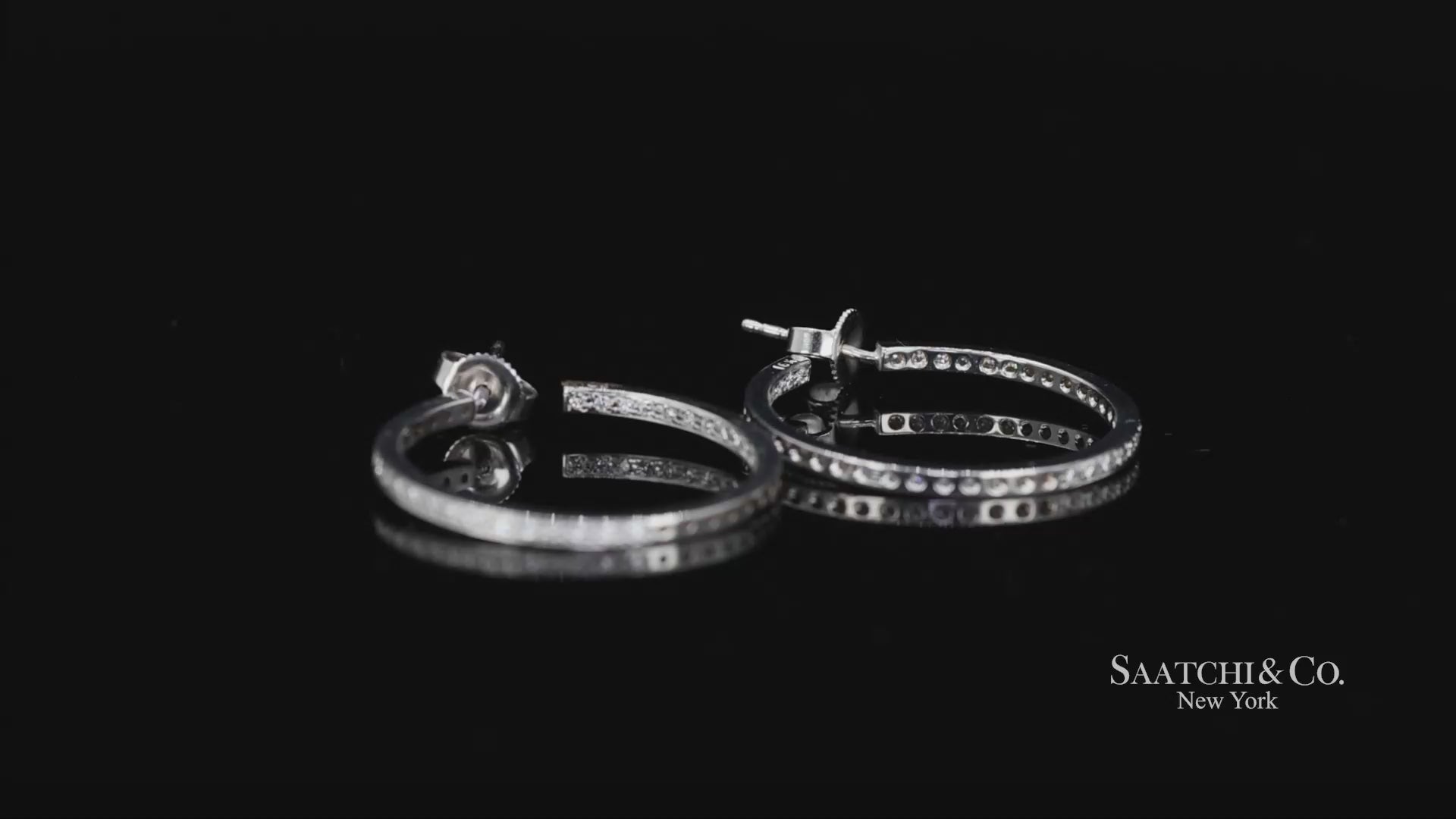 18k Diamond Hoop Earrings Womens White Gold Fine Jewelry Classic Luxe