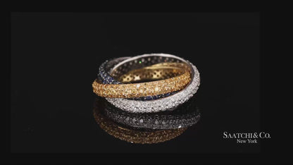 18k (750) Gold Tri Color Natural Diamond and Sapphire Ring Band