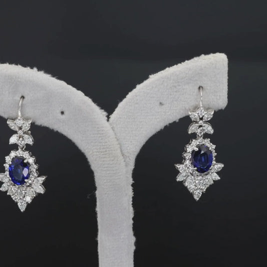 18K White Gold Sapphire & Diamond Earrings