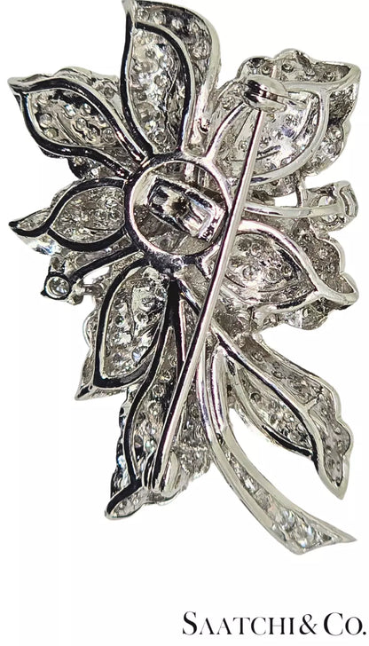 Luxurious 18K White Gold Brooch Pin - 4.2Ct VVS Natural Diamond, 14.8g