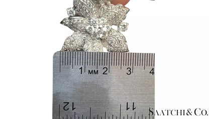 Luxurious 18K White Gold Brooch Pin - 4.2Ct VVS Natural Diamond, 14.8g