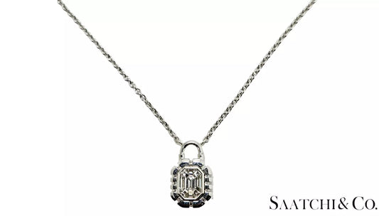 18K White Gold - 0.39 Ct Natural Diamond Luck Shape Pendant with Chain