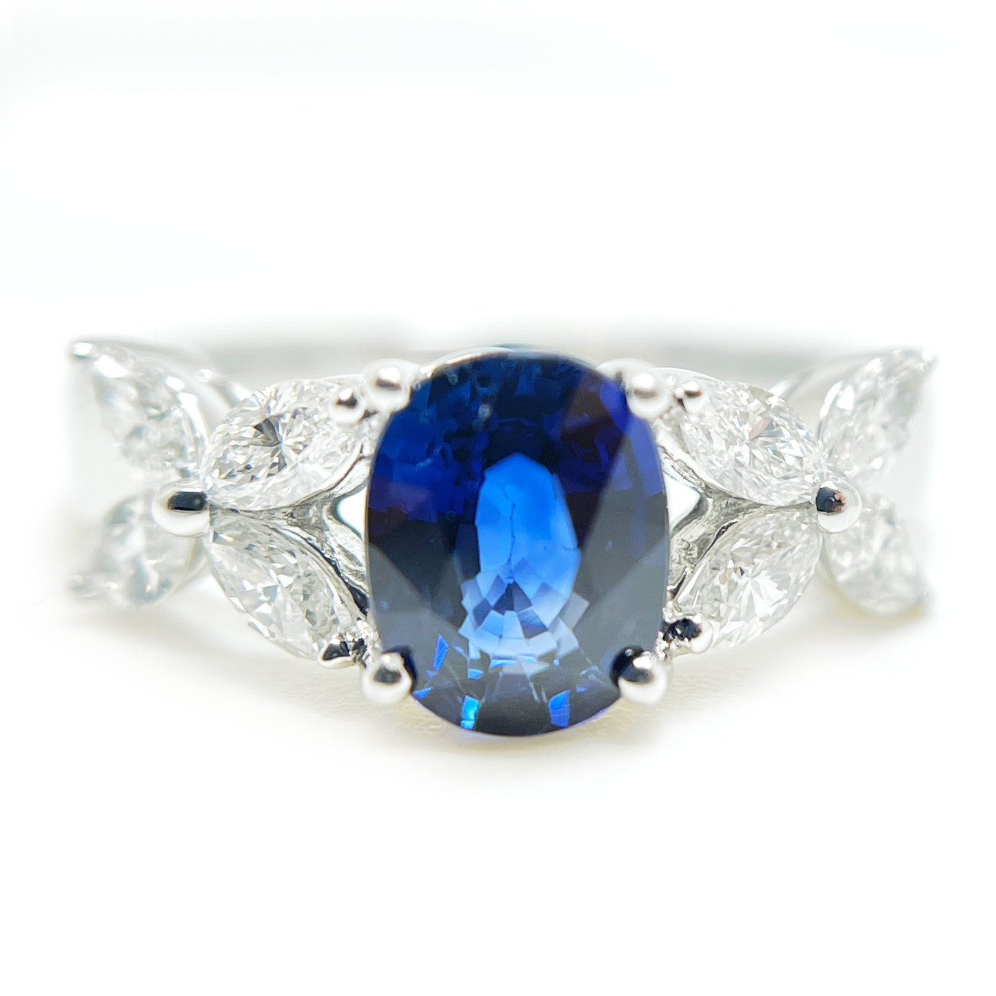 18K White Gold Sapphire and Diamond Butterfly Ring